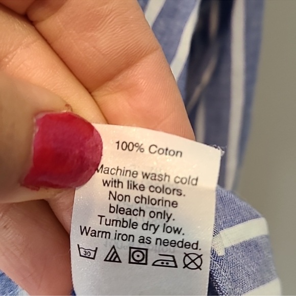 J. Crew Blue and White Striped Button Down Shirt - Picture 7 of 7